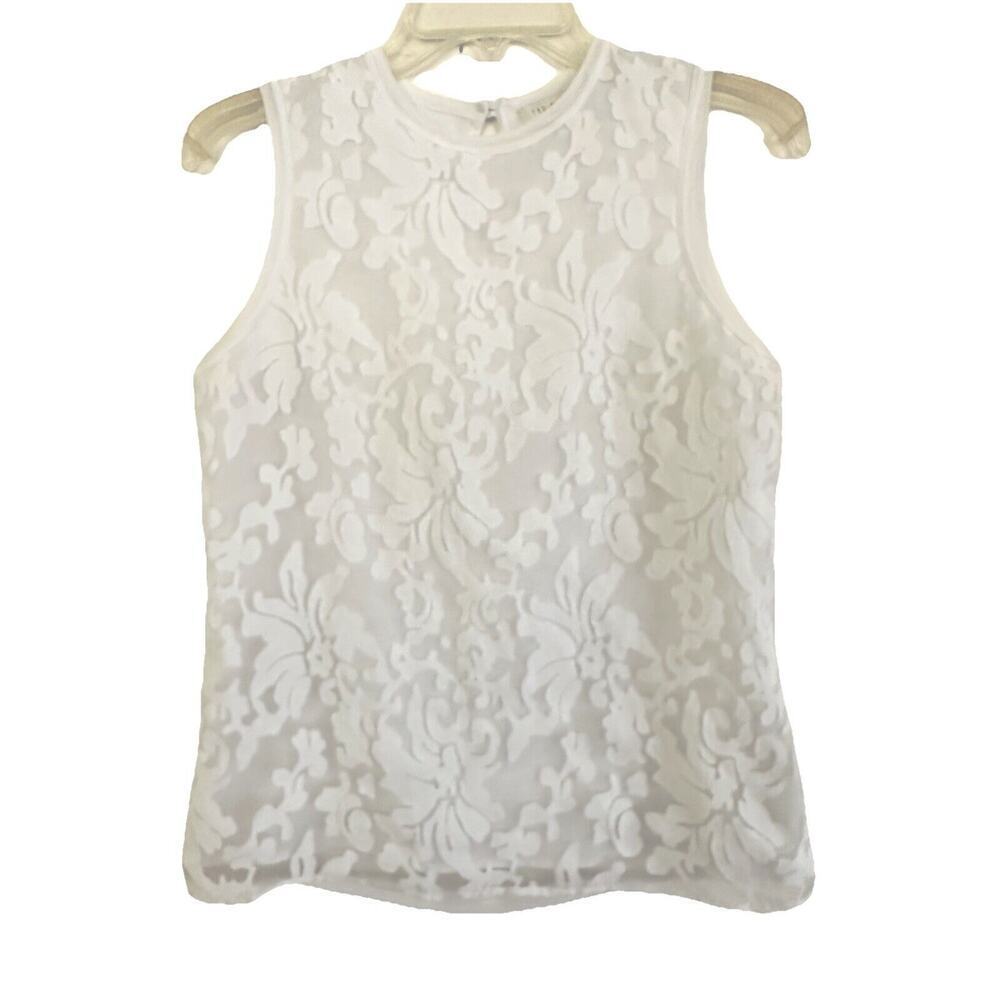 Ted Baker White Lace Front Sleeveless Top